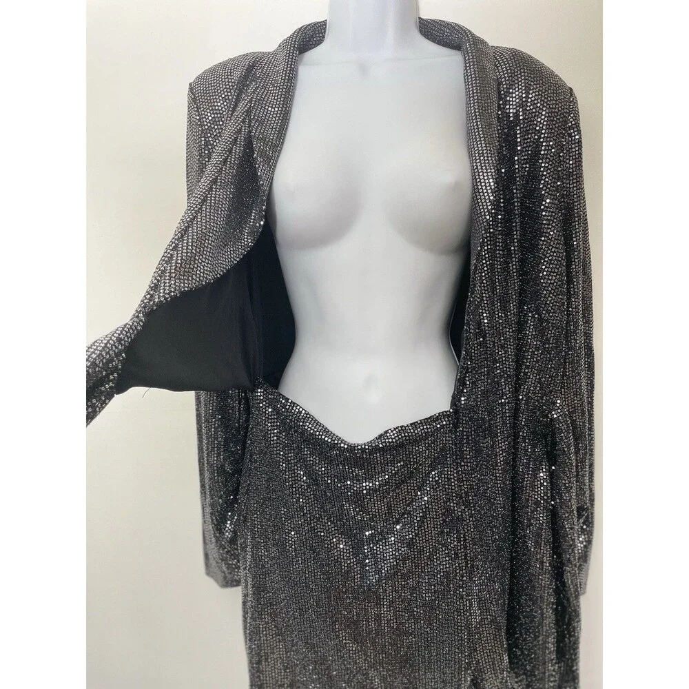 NEW SILVER SHINY JUMPSUIT PLAYSUIT Size 1X B13 - Picture 5 of 9